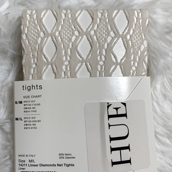 Hue Linear Diamonds Net Tights in Linen - Picture 5 of 8